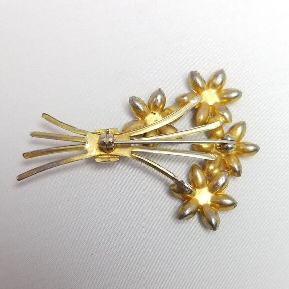 Vintage Colorful Rhinestone Jewel Tone Floral Flower Brooch, Boquete Pin - Picture 4 of 6